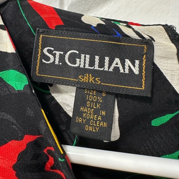 St. Gillian Vintage 100% Silk Long Sleeve Ruffled Dress - Picture 4 of 8